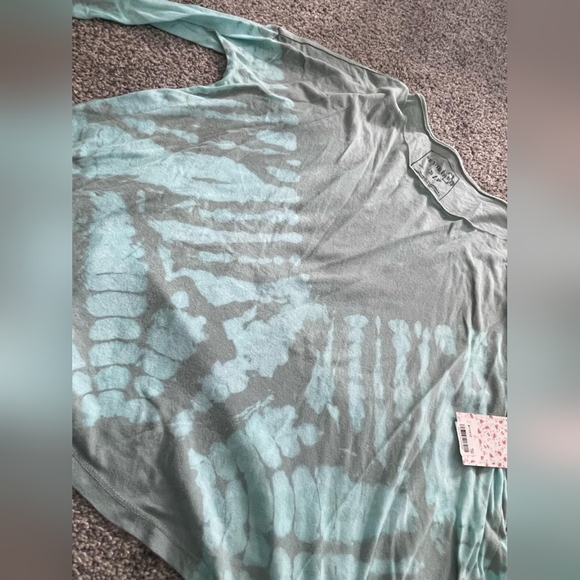 Nwt Free People We The Free Shirt Coastal Grey Mint‎ Green Tie Dye 3/4 Sleeves - Picture 4 of 7